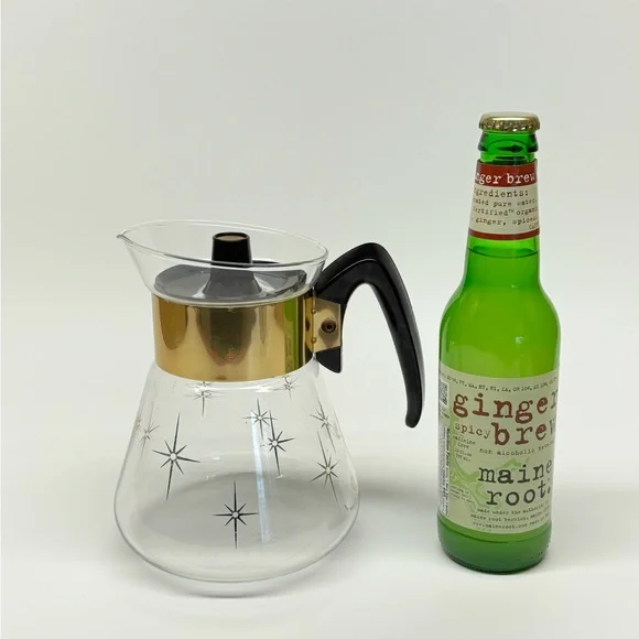 Vintage MCM Pyrex Corning 1960s Atomic Star Burst 4-6 Cup Coffee Pot Carafe - Picture 9 of 10